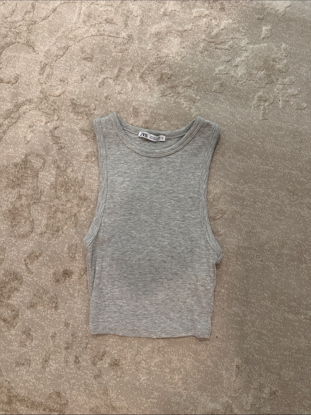 Zara Heather Gray Ribbed Cropped Tank